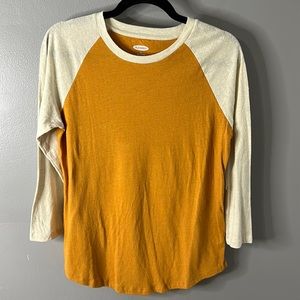 Baseball Tee - marigold yellow and cream